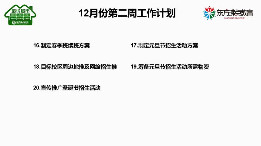 2020年12月东方沸点校区工作计划参考