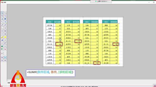 excel多列条件求和视频：区域选取定位各科成绩方法