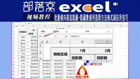 excel批量横向筛选隐藏视频：隐藏数据列选择方法格式刷应用技巧