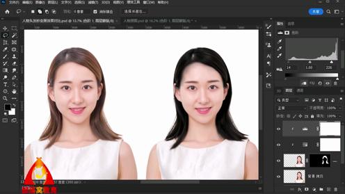 ps头发变黑方法视频色彩范围选区拷贝创建图层调整色阶输入输出