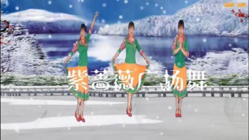 紫蔷薇广场舞【九寨雪】附正背面分解，音乐剪辑，紫蔷薇，编舞，