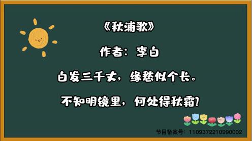 唐诗三百首《秋浦歌》童趣古诗大全